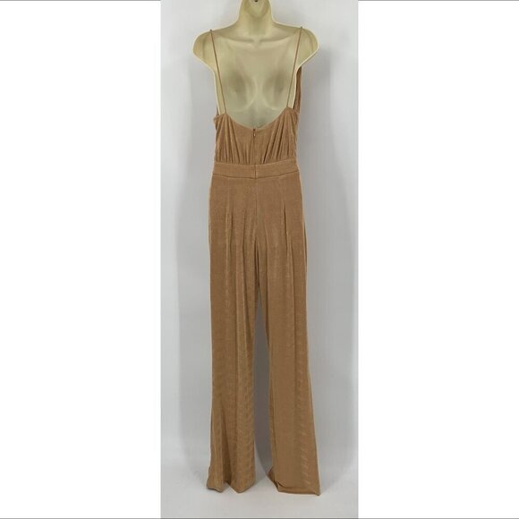 Misha Moyra jumpsuit jersey knit desert rose tan brown scoop cowl 4 Small - Picture 4 of 8